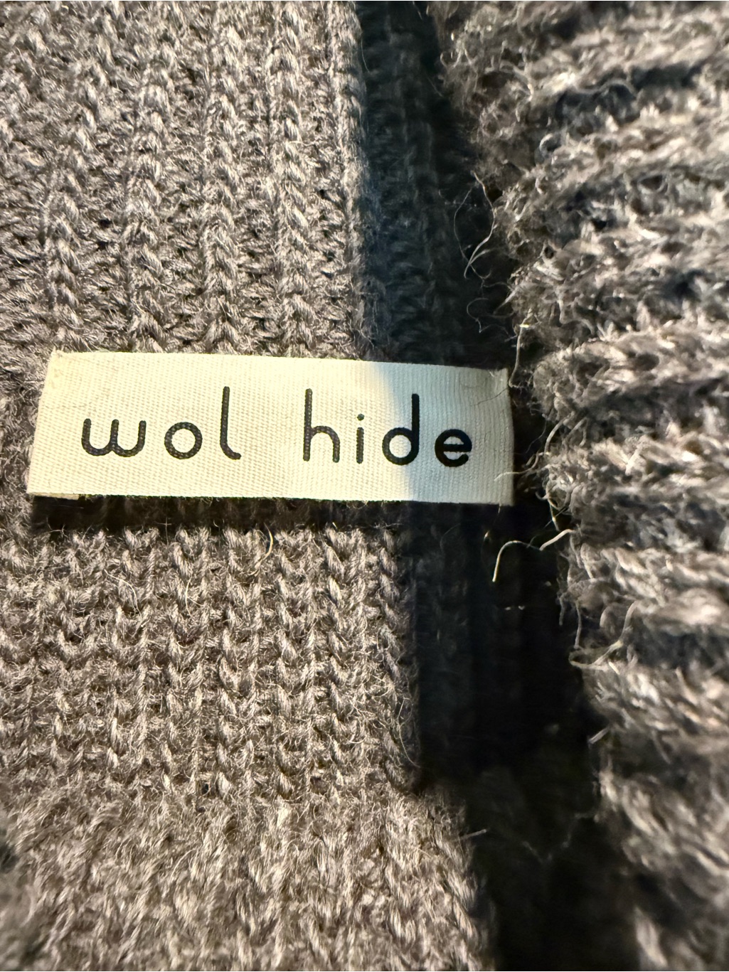 Wol Hide Rib Poncho In Charcoal — image 2 of 8